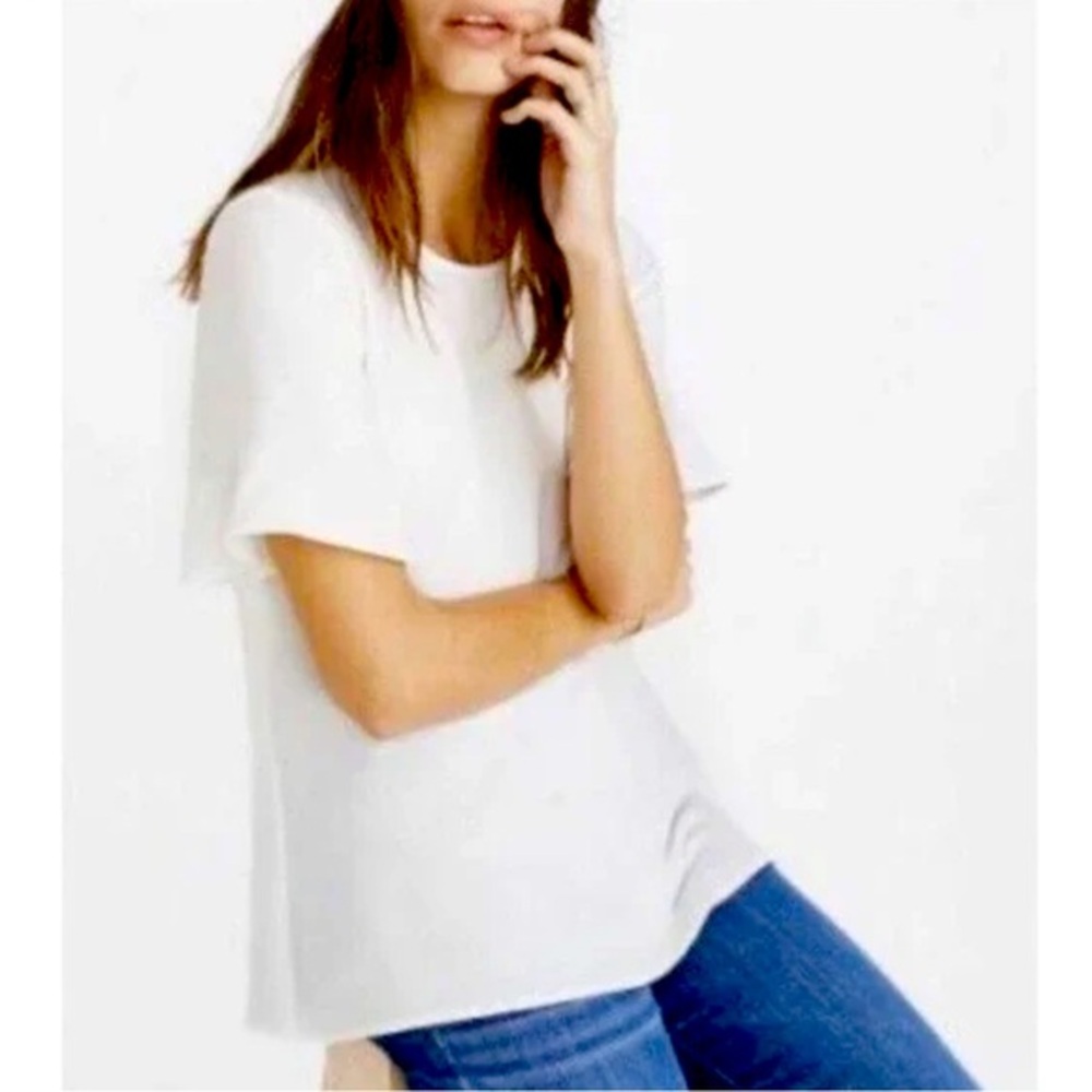 Madewell Crepe Premier Bow Back Boxy Top White Medium